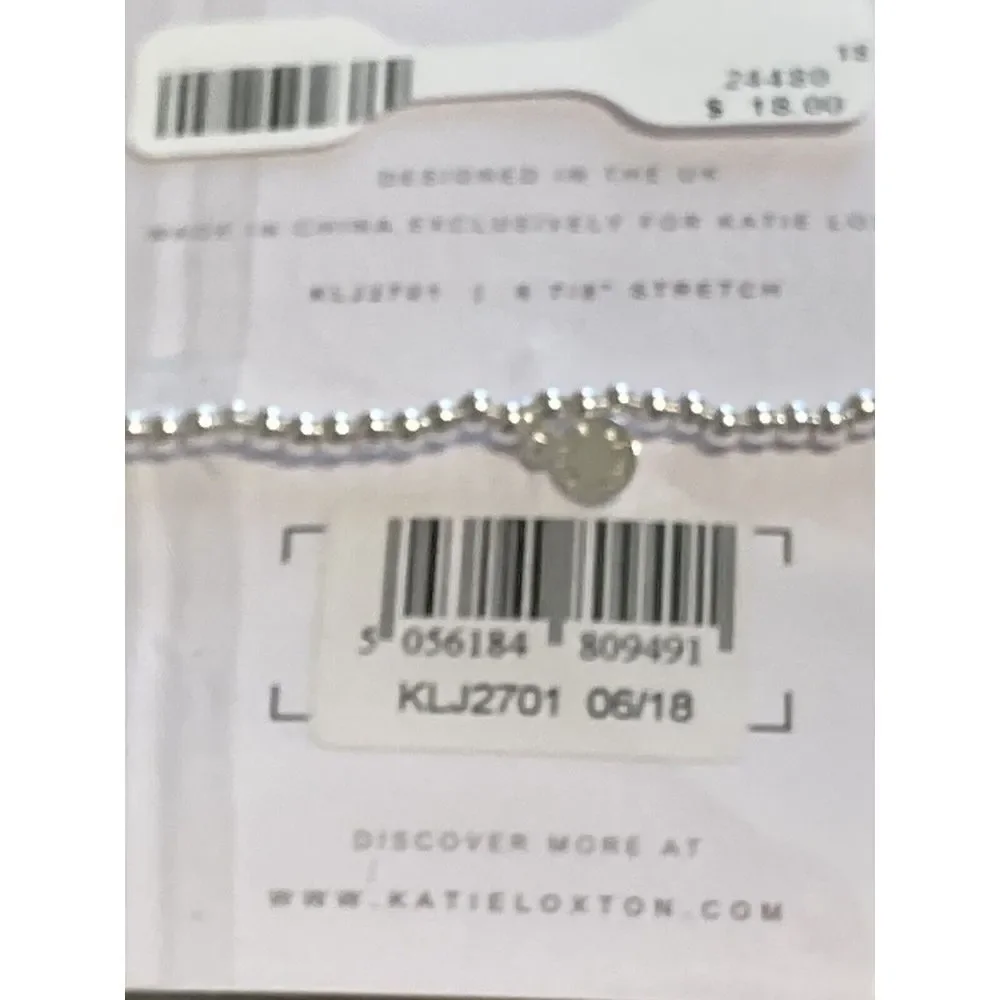 Katie Loxton  Happy Ever After Bride Bracelet Stretch Silver Tone‎ NWT Heart